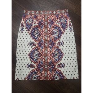 Antonio Melani Pencil Skirt Womens 6 Blue Paisley Workwear Career Boho